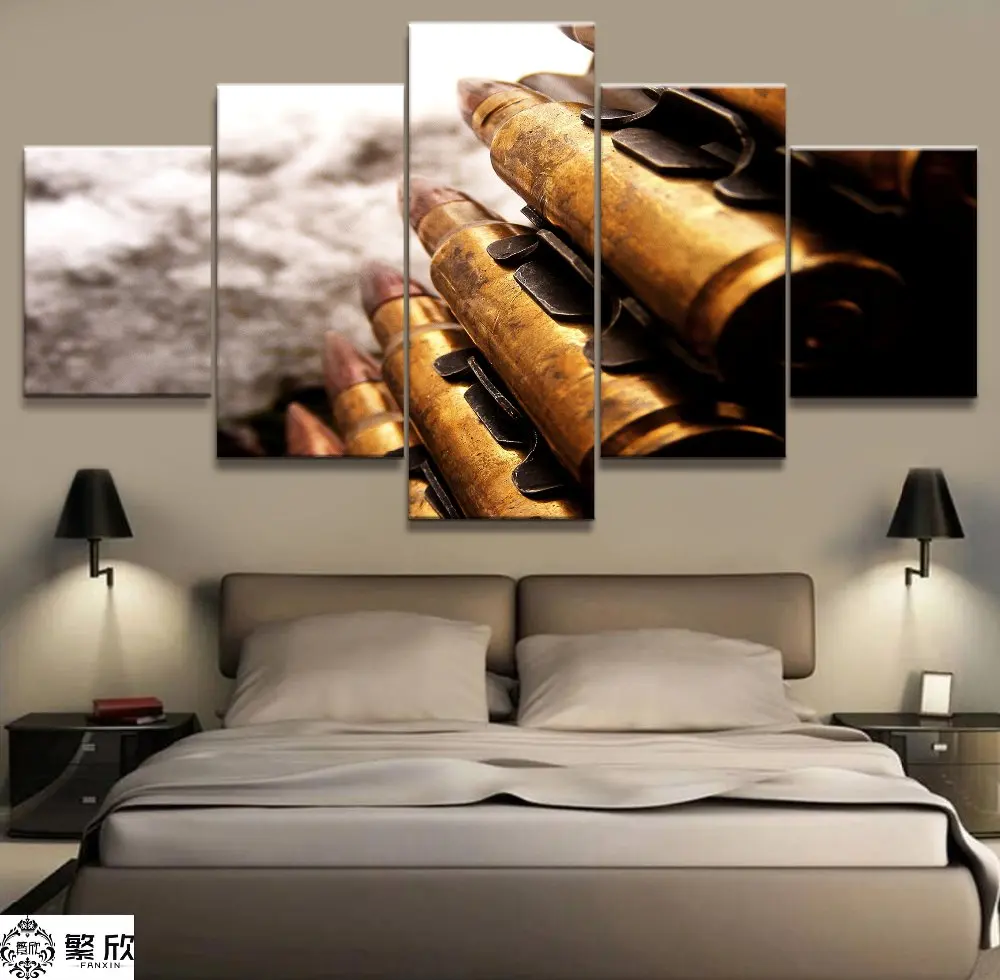 

5 Panel Bullet/Weapons/Military Canvas Printed Painting For Living Room Wall Art Home HD Decor Picture Artworks Modern Poster