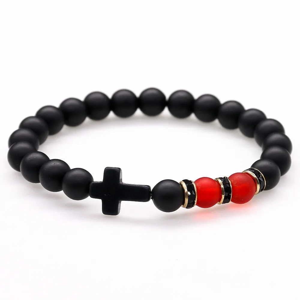 Handmade Natural Matte Onyx Stones Beaded Strand Bracelet Women Men