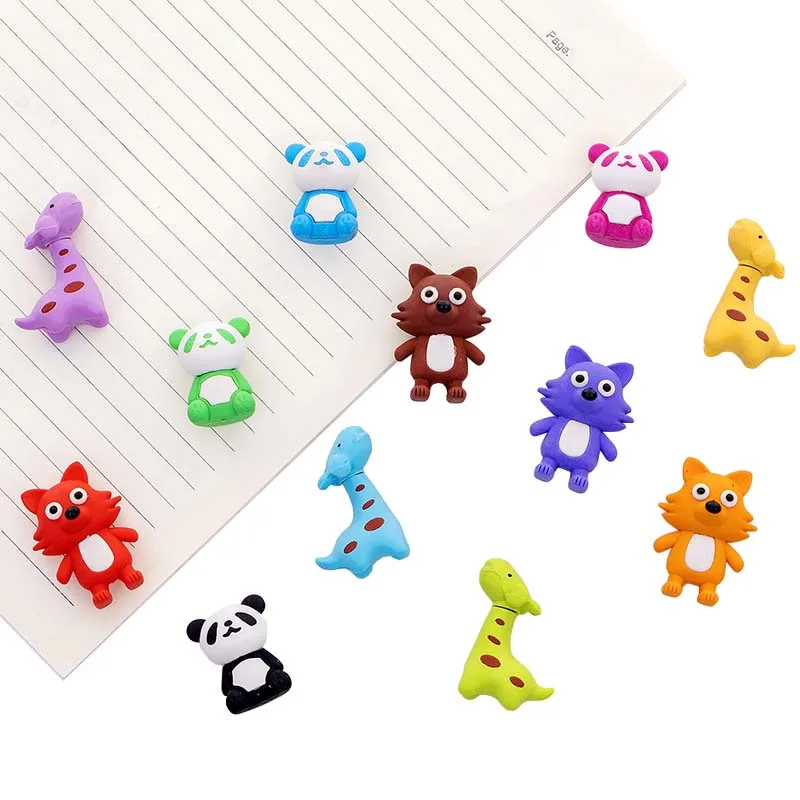 

1 Pcs Cute Panda Fox Deer Shape Cartoon Rubber Eraser Children Stationery Gift Prizes School Drawing Pencil Erasers Papelaria