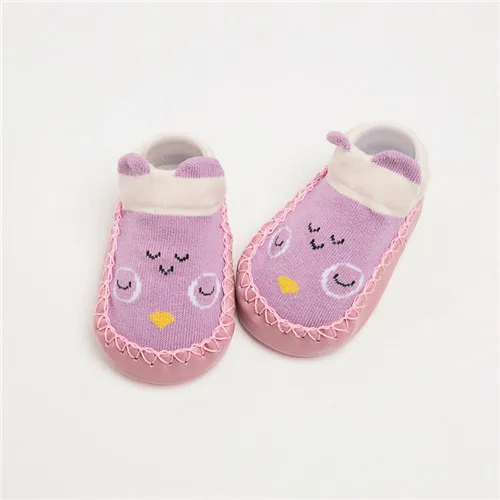 Lawadka/носки для малышей; нескользящие кожаные носки для новорожденных и малышей; хлопковые носки-тапочки для девочек; сезон осень-зима - Цвет: Лаванда