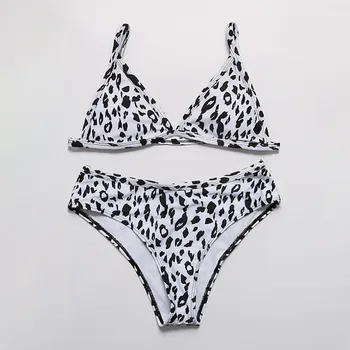 

Bikini 2019 Split Swimsuit Fashion Spot Leopard Printed Bikini Slim Strap Swimwear Beachwear Bathing Suit Women traje de bano