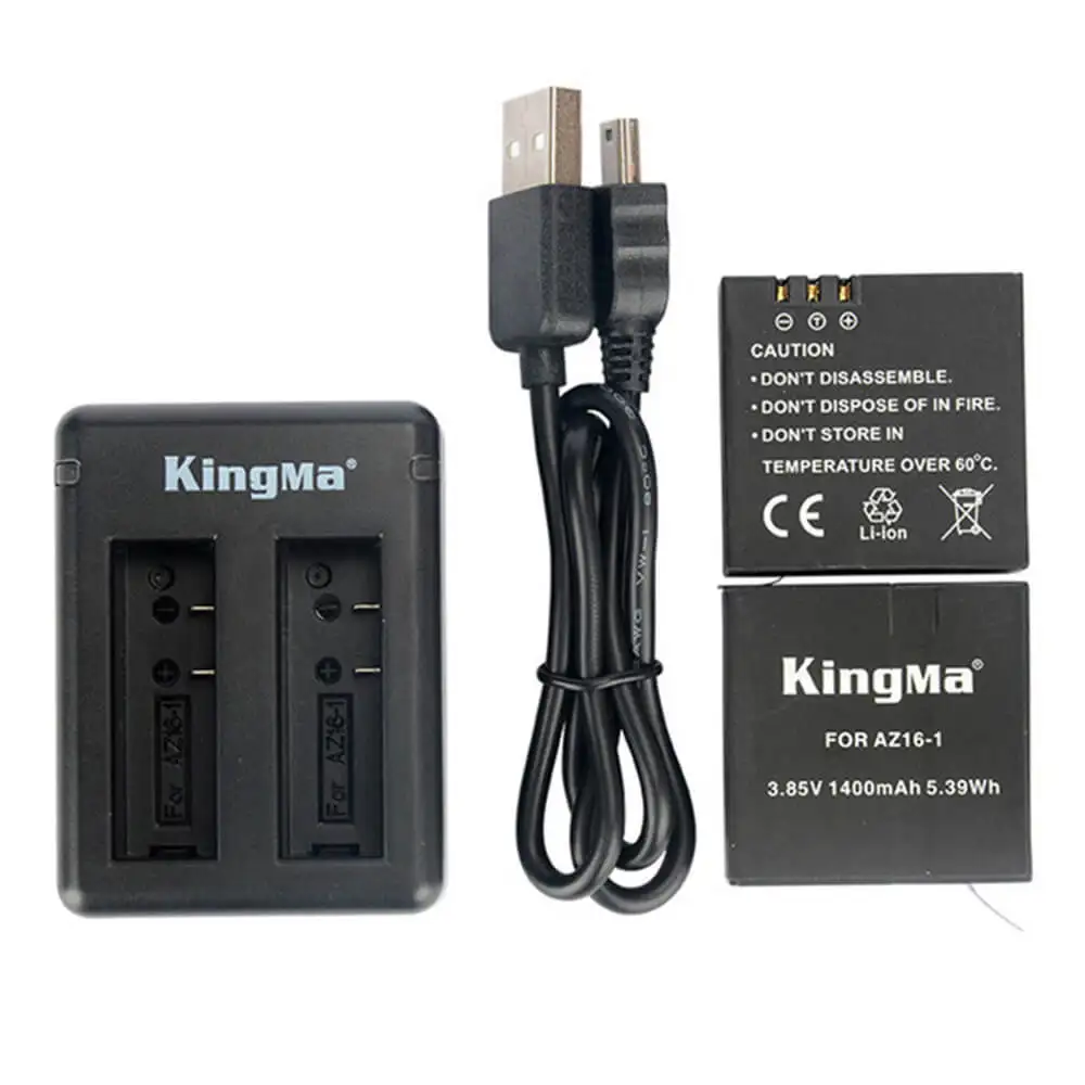 1400mAh AZ16-1 Battery For Xiaomi Xiaoyi Yi Lite 4K 4K+ 360 VR+LED 2 Slots Charger For Xiaomi Yi Lite 4K 4K+360 VR Action Camera (5)
