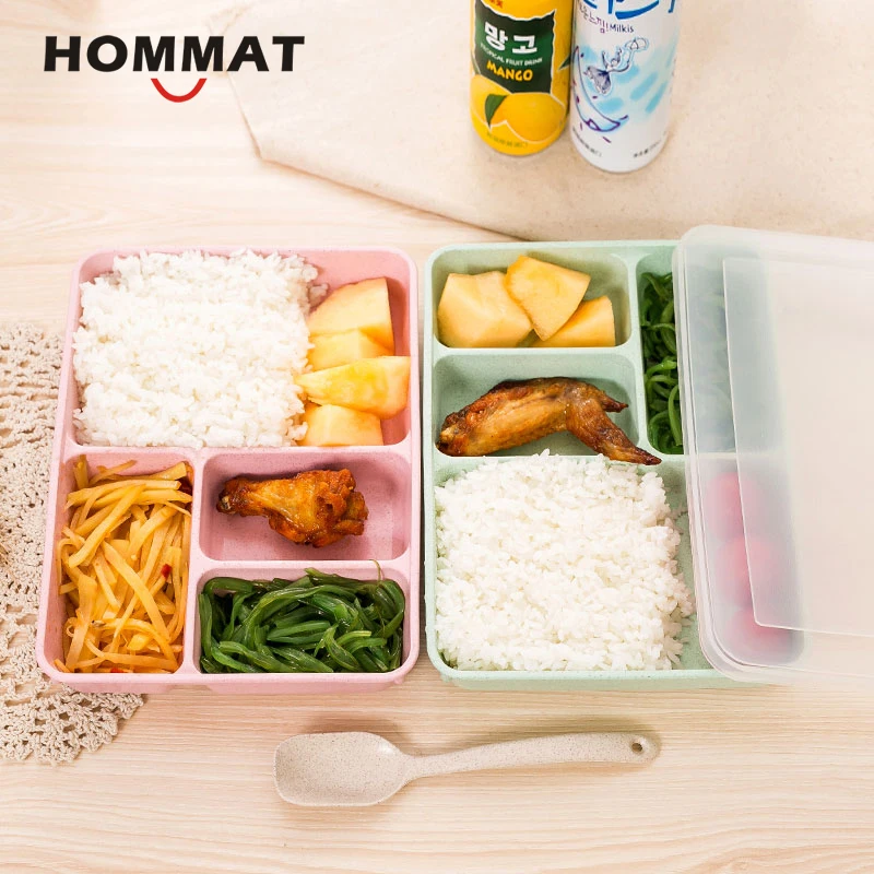 4 сетки пшеничная соломенная коробка для ланча Bento с отсеками здоровья детей