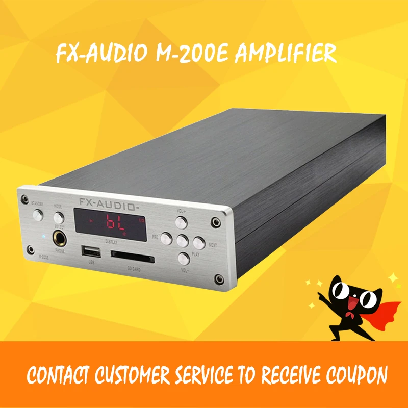 

FX-AUDIO M-200E HiFi 2.0 Digital Audio Bluetooth 120W*2 Input USB/SD/RCA/FLAC 24Bit/192KHz AC110-220V OLED