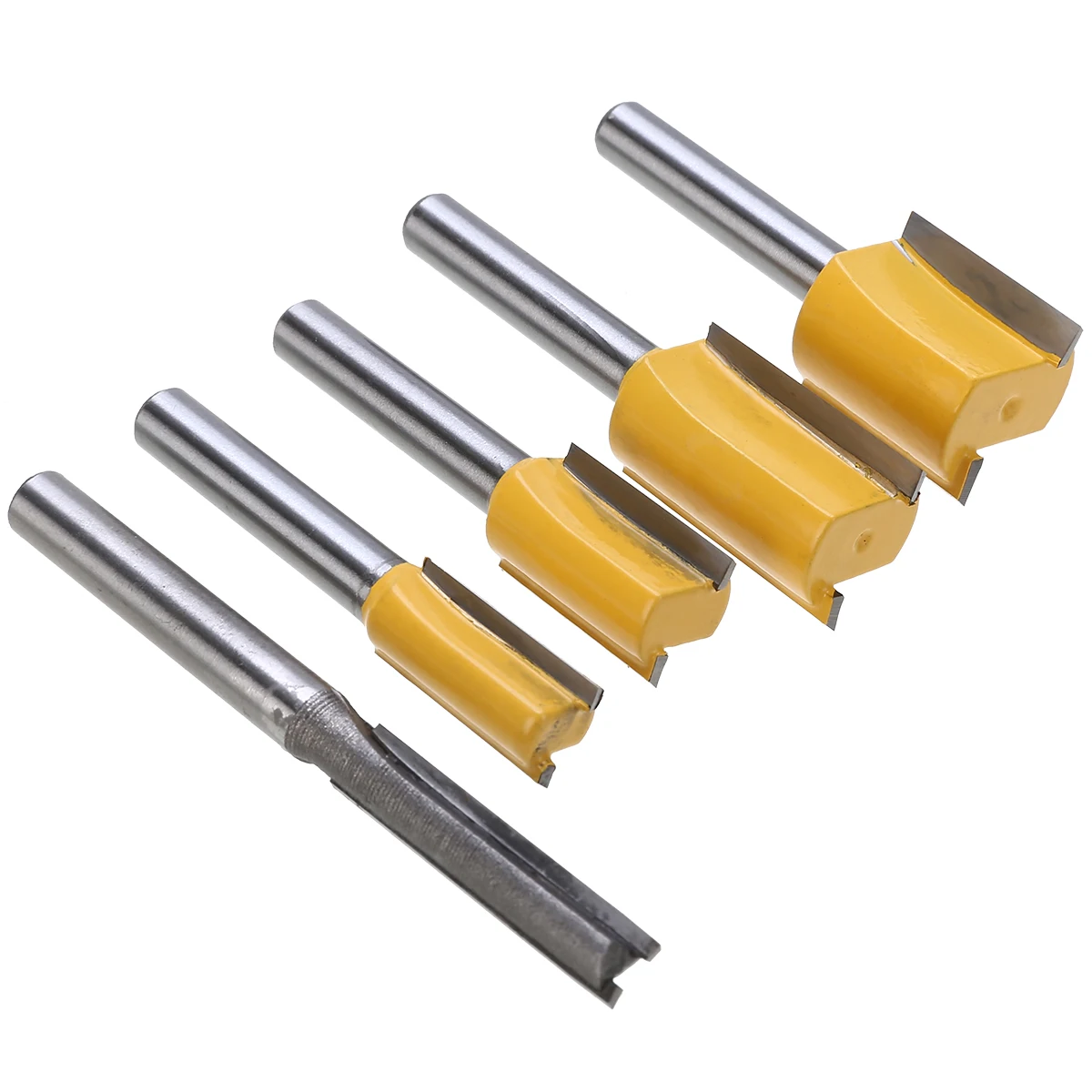 

5PCS Woodworking Straight Router Bits Set 1/4" Shank Trimming Cutter Milling Cutter for Wood Plywood Power Machine Accessories
