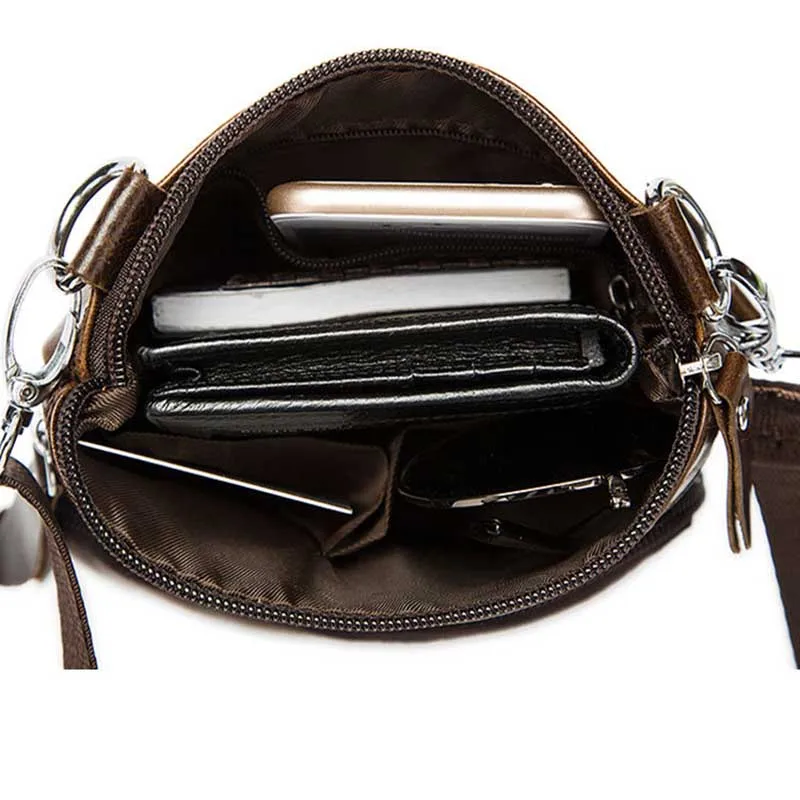 جلد طبيعي حقائب كتف الرجال Crossbody حقيبة مصمم جلد البقر الطبيعي حقائب كتف خمر صغيرة رفرف جيب حقيبة يد
