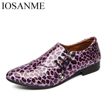 

Leopard Print leather men shoes big size ballroom dancing shiny dress male footwear mixed colors designer oxford shoes for men