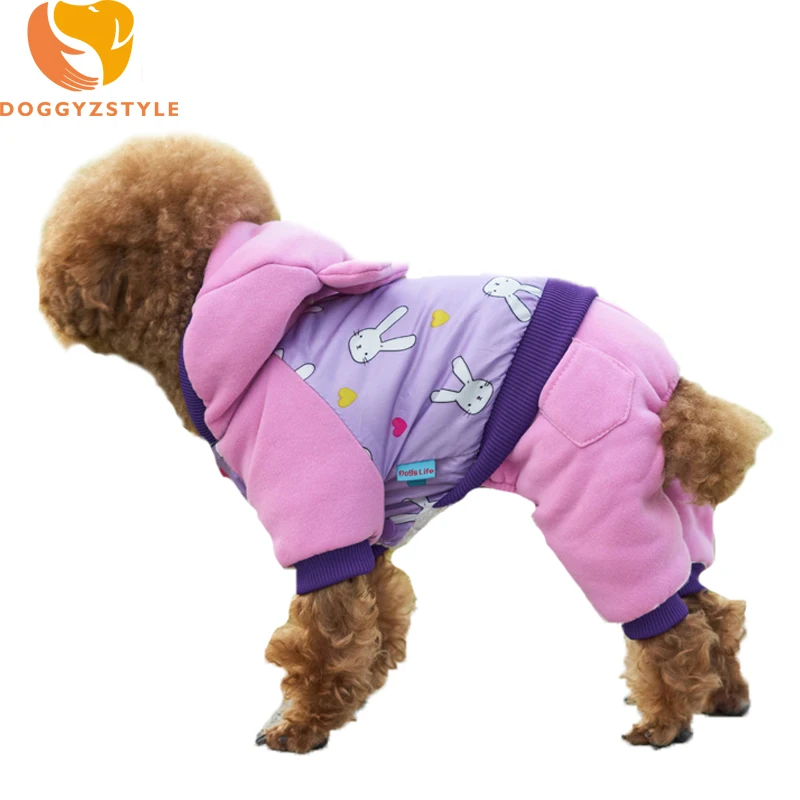 

Winter Pet Dog Clothes Cartoon Rabbit Warm Puppy Coat Padded Hoodies Jacket Jumpsuits For Small Dogs Chihuahua Teddy Costumes