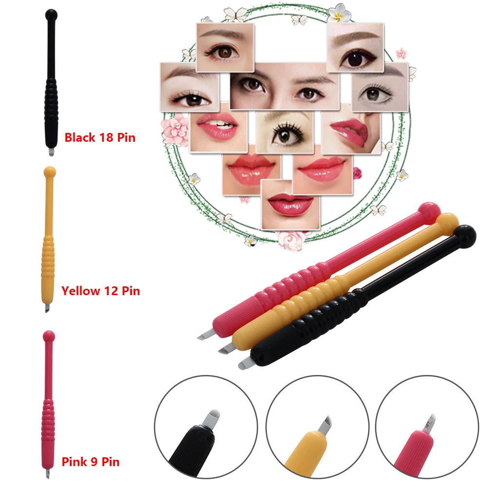 1 шт. микро-лопасти ИГЛЫ Перманентный макияж для бровей ручка одноразовая для профессионального микроблейдинга вышивка глаз бровей инструменты для макияжа