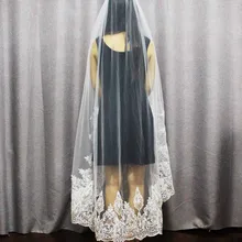 1,5 метров расшитый блестками кружевной крайний слой свадебная вуаль с расческой белая слоновая кость для новобрачных свадебная фата