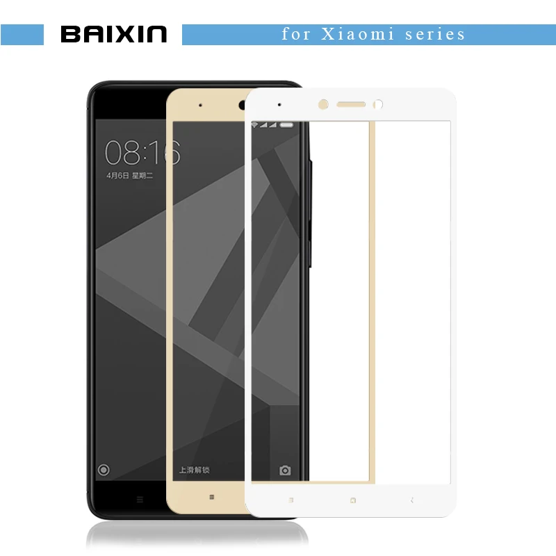 

baixin For Xiaomi Redmi 4 Tempered Glass Screen Protector 9H Full Cover Protective Glass Cover phone Film for Redmi Note 4