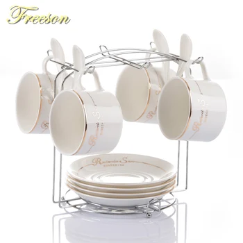 

Europe Concise Porcelain Coffee Cup Saucer Spoon Set British Brief Ceramic Tea Cup Advanced Teacup Party Home Drinkware Dropship