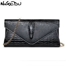 NIGEDU модный бренд 3D Крокодил женский клатч роскошные Аллигатор дамские вечерние сумки и клатчи на цепочке женская сумка на плечо