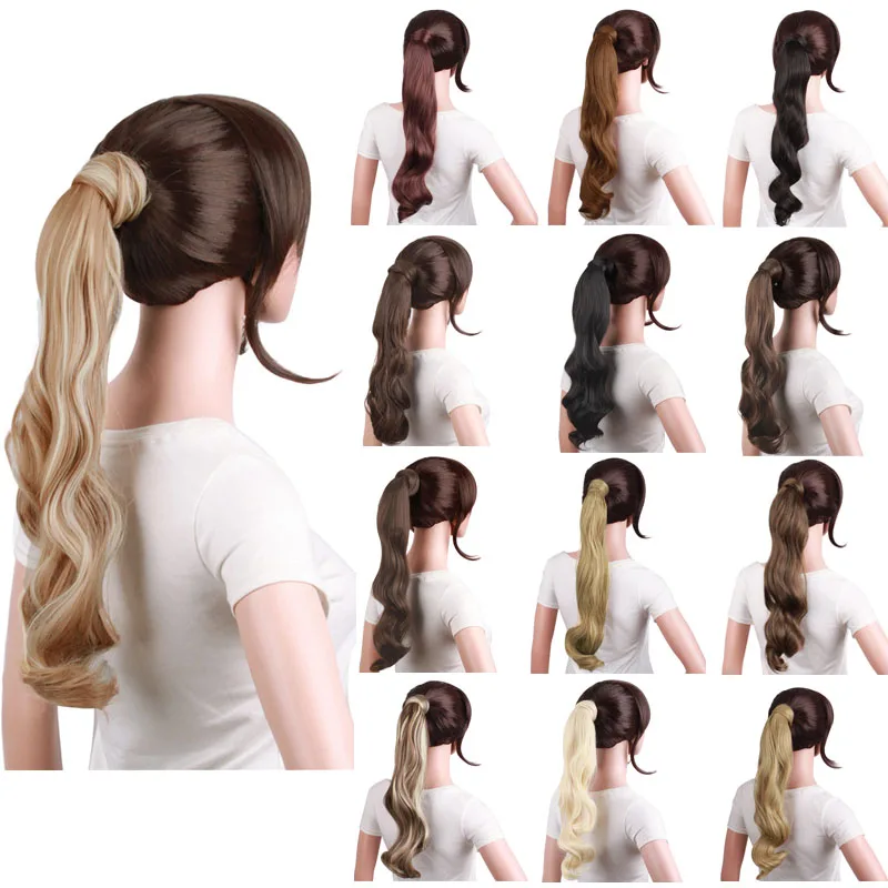 

MapofBeauty Long Curly 20" Ombre Ponytail Hairpiece Clip in Synthetic Hair Extension Ribbon Drawstring Pony Tail False Hair