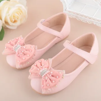 

EUR 24-37 2019 Princess Dress Shoes For Little Girls Kids Floral Bow Tie Leather Shoes Children School Flat Shoes For Teenagers