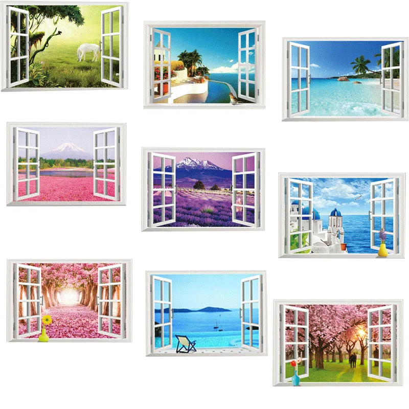 Window View Scenery Wall Sticker Living room Decals Removable Home