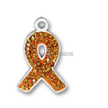 

Racial Intolerance Awareness Orange Crystal Ribbon charm