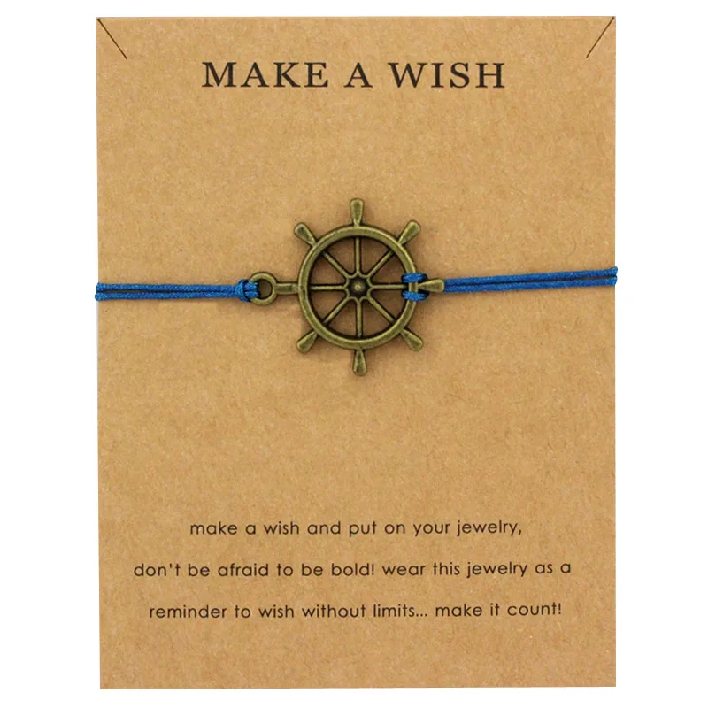 

Rudder Sailing Compass Adjustable Bracelets Cross Arrow Fish Hook Charms Women Men Boys Girls Unisex Fashion Card Jewelry Gift