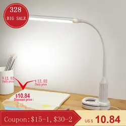5 W 24leds глаз защитный зажим клип свет настольной лампы Плавная регулировкая яркости гибкие USB Powered сенсорное управление настольная лампа для