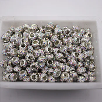 

20 pcs Lot 5mm Big hole crystal beads rhinestone murano spacer bead charms fit for pandora bracelet necklace DIY jewelry making