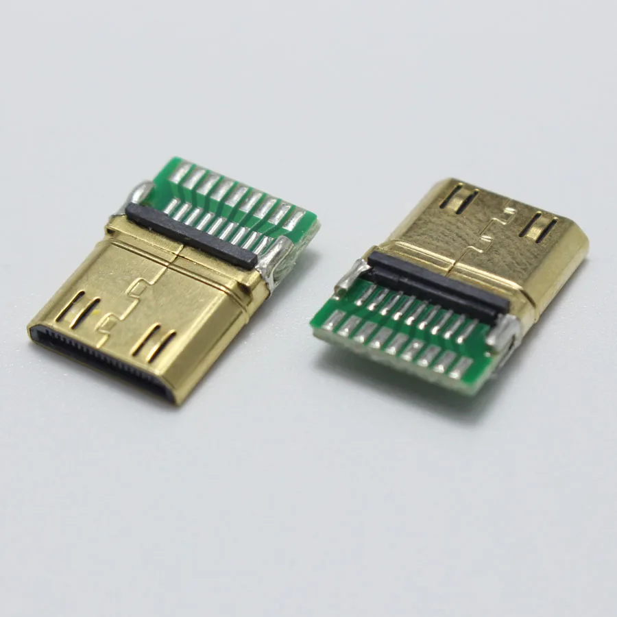 1 шт. DIY Mini HDMI Тип C сварочный Тип штекер 19 Pin PCB разъем 19+ 1 Позолоченные вилки