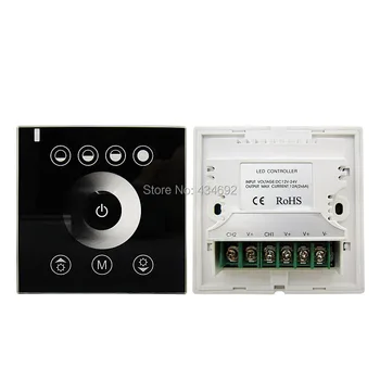 

Black 2 Channel DC12-24V Single Color Wall Mounted Touch Panel Led Controller Dimmer Common Anode For Led Strip Light