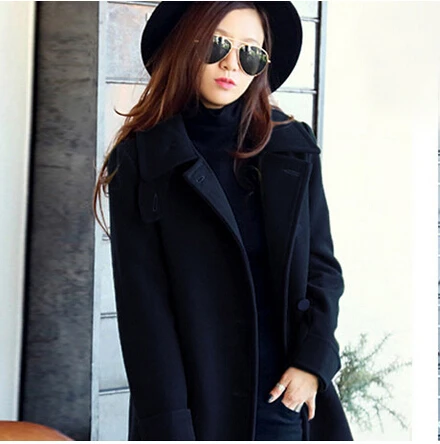 Новинка, женское модное приталенное пальто средней длины в британском стиле с отложным воротником размера плюс, осенне-зимнее шерстяное пальто M0223