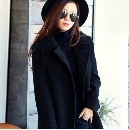 Free-shipping-2016-new-women-fashion-slim-medium-long-British-style-turn-down-collar-plus-size