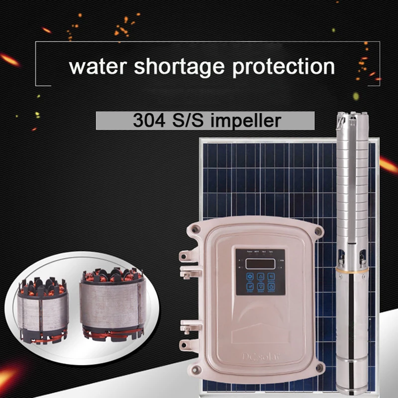 brushless motor high pressure solar water pump DC72V submersible 5T 67m power fsolar pond |