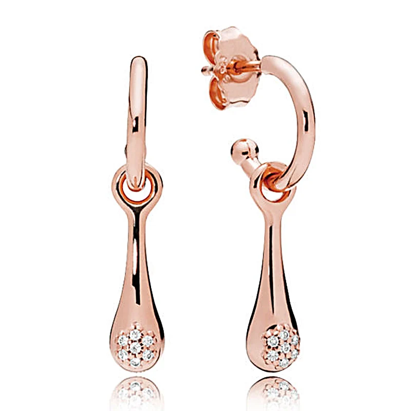 

Authentic 925 Sterling Silver Earring Rose Modern Lovepods Earrings With Crystal For Women Wedding Gift Fine Diy Jewelry