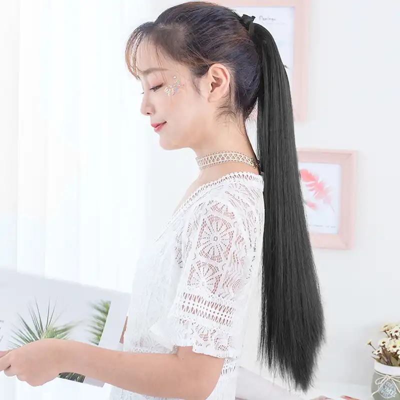 Shangke Hair 22 Long Straight Ponytails Clip In Ponytail