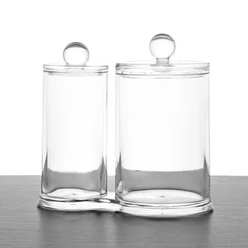 

NEW Fashion Practical Circular Clear Acrylic Cotton Ball Cotton Swabs Holder Makeup Organizer Box