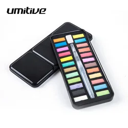 Umitive 12/18/24 Colors Watercolor Paint Set Pigment Powder Paint With Brush Paint Palette For Student Art Supplies