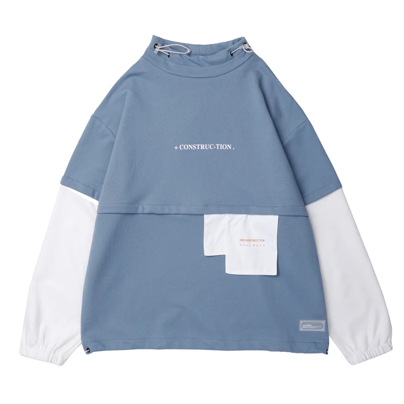 

Plegie Men Hip Hop Sweatshirt Pullover 2019 Harajuku Hoodie Streetwear Cotton Color Block Patchwork Korean Style Sweat Shirt