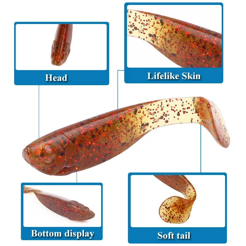 Color Soft Lure Bait Freshwater Fishing 2g/5cm 10/PCS Bionic Fishing Bait T-tail Silicone Bait Fishing Tackle jooyoo