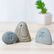 3 humor diferente rosto figura de pedra estátua artesanato arte casa decoração do hotel acessórios presente geometria ornamento hogar moderno