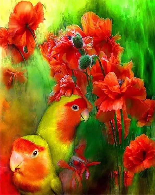 

diy Full drill 5D DIY Diamond Painting"Love Bird & Flower" Animal Embroidery Cross Stitch Rhinestone Mosaic Painting gift