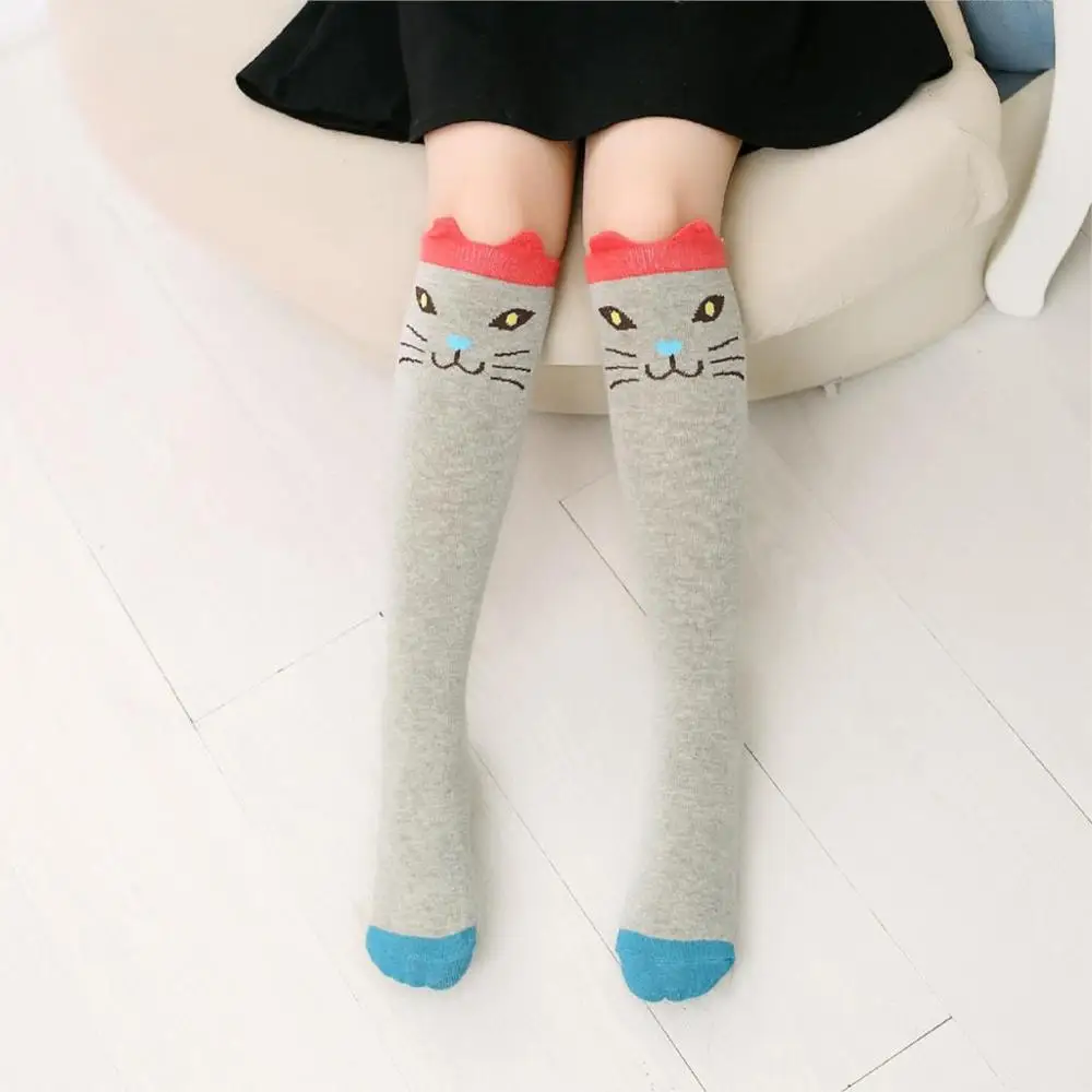 UNIkids Children Long Socks Knee High Toddler Boot Sock Leg Warmer Cartoon Kawaii Cat Sock For