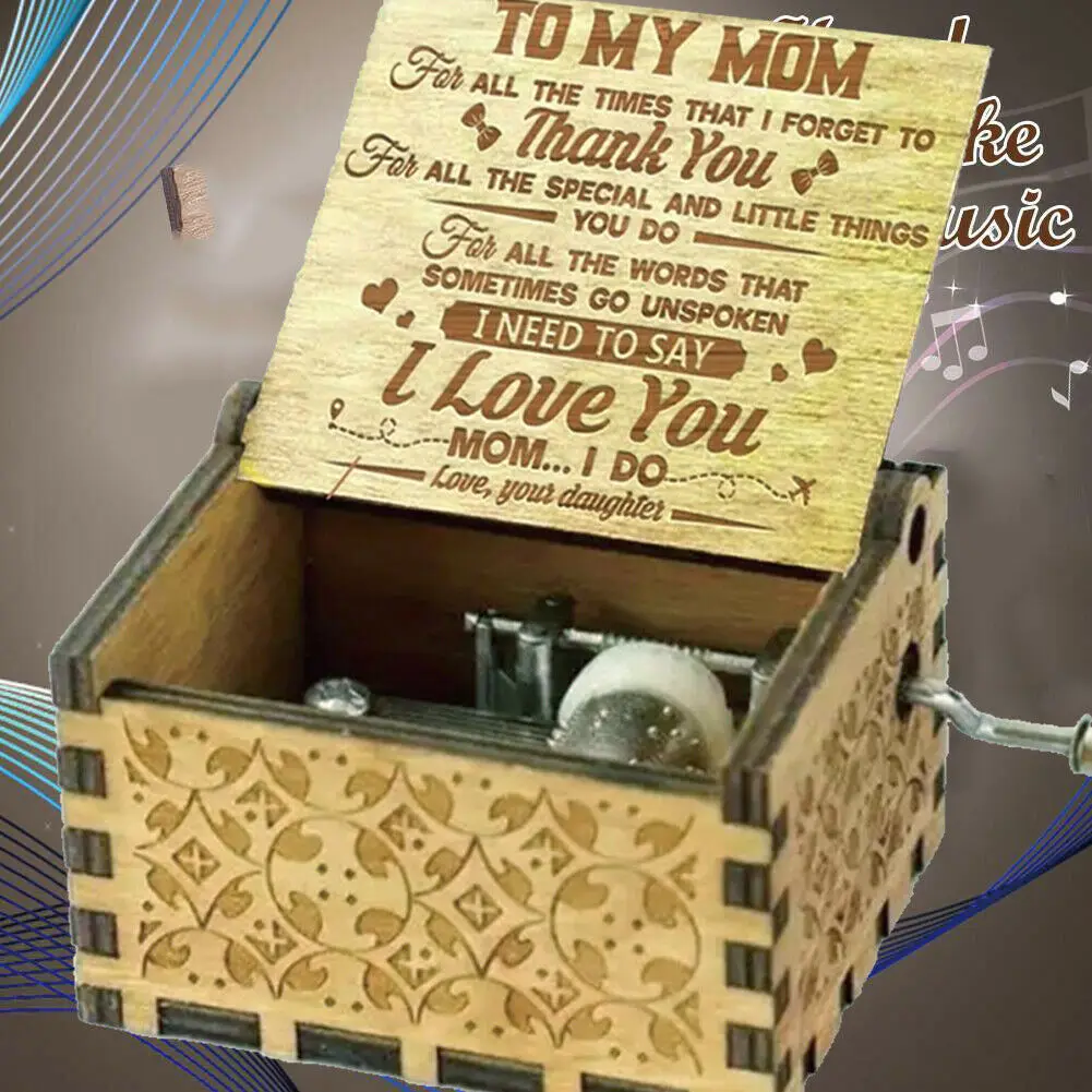 Caja de música hija a mamá gracias te amo grabado caja de música decoración de regalo Vintage mejor regalo para tu madre H99F
