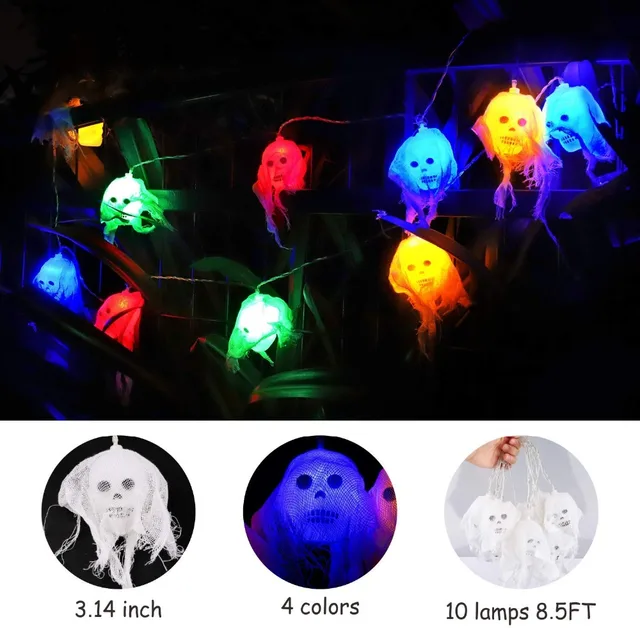 dbf halloween string lights 2 5m10 big led waterproof veil ghost