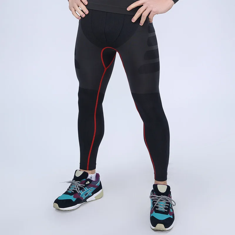 Мужская спортивная одежда Брюки для похудения tigts длинные трусики утягивающее белье быстросохнущее brethable MA05 - Цвет: red line