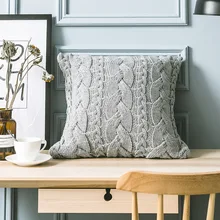 45*45cm Gray Knitted Wool Cushion Cover Super Soft Pillow Cover Sofa Bedroom Decorative Pillows Square Throw Pillows Covers