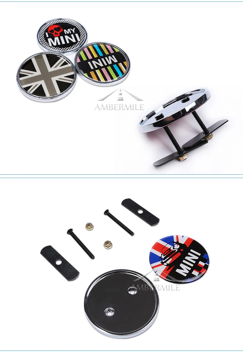 AMBERMILE Car Front Grill Emblem Badge Metal Stickers for Mini Cooper Countryman R55 R56 R50 R53 R60 R61 F54 F55 F56 Accessories (3)