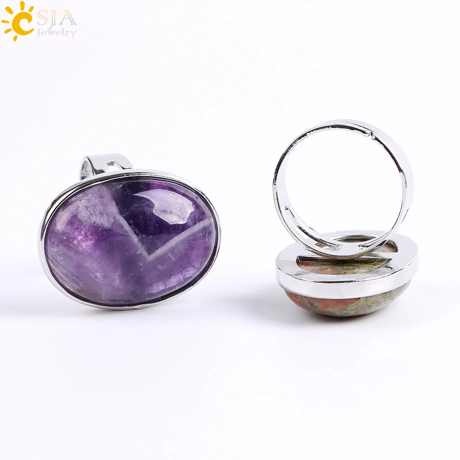 Кольцо CSJA Reiki с натуральным драгоценным камнем для мужчин и женщин вечернее