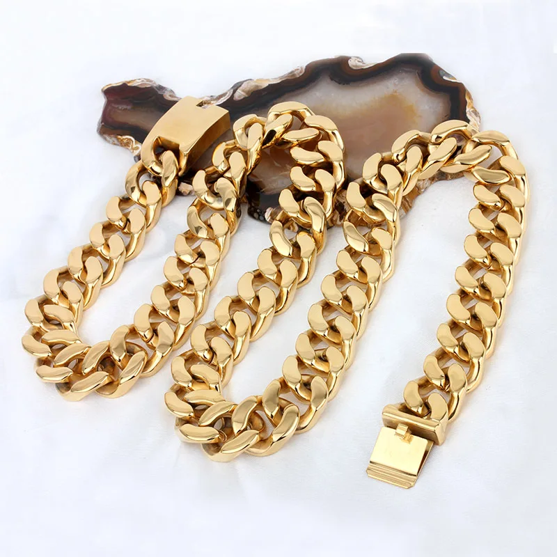 

20MM New necklace Man domineering gold ultra thick necklace Titanium steel necklaces