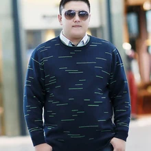 Модная мужская осенне-весенняя одежда Мужской пуловер свитер Повседневный с длинными рукавами синий большой размер плюс XXXXXL 3XL 4XL 5XL 6XL 7XL