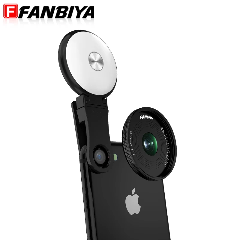 FANBIYA Cell Phone Lens LED Fill Light Ring Beauty Selfie