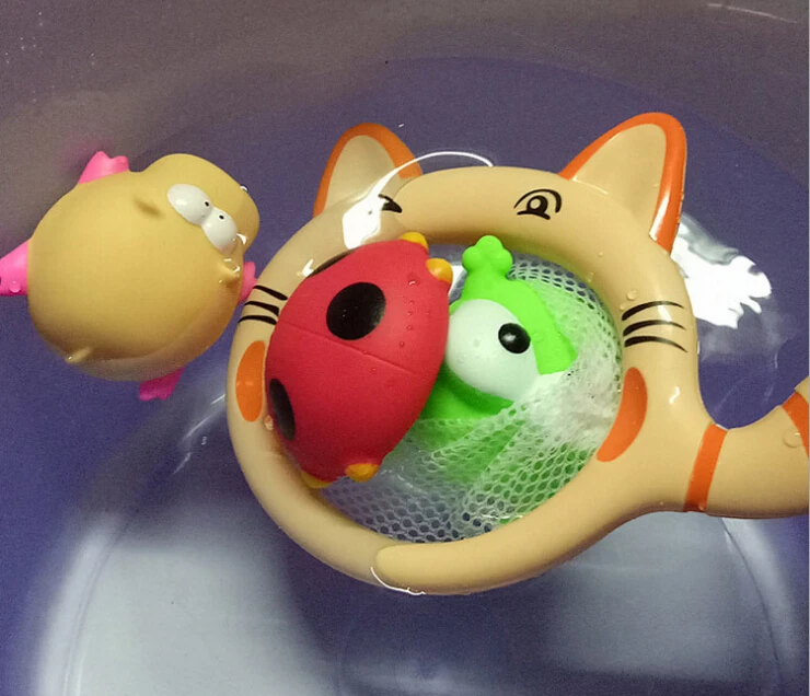 Kitten Fishing Net Baby Bathing Water Toys Multi-piece Creative Water Spray Children Bathroom Bath Toys For Baby Bath Toys Kitten Fishing Net Baby Bathing Water Toys Multi-piece Creative Water Spray Children Bathroom Bath Toys For Baby Bath Toys