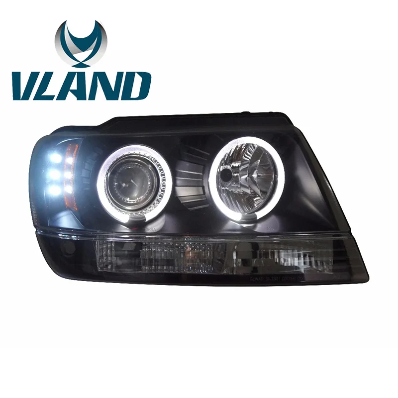 

VLAND Factory For LED Headlamp For Grand Cherokee 1999-2004 LED Headlight Xenon HID Front Light LED DRL Angel Eyes With H7/D2H