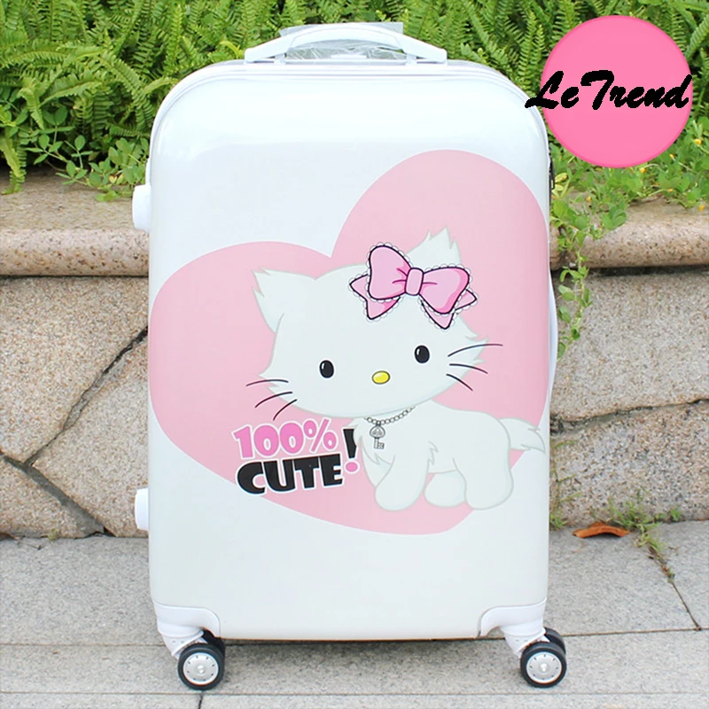 Letrend Cute Cartoon Kids Rolling Luggage Spinner Student Travel Bag